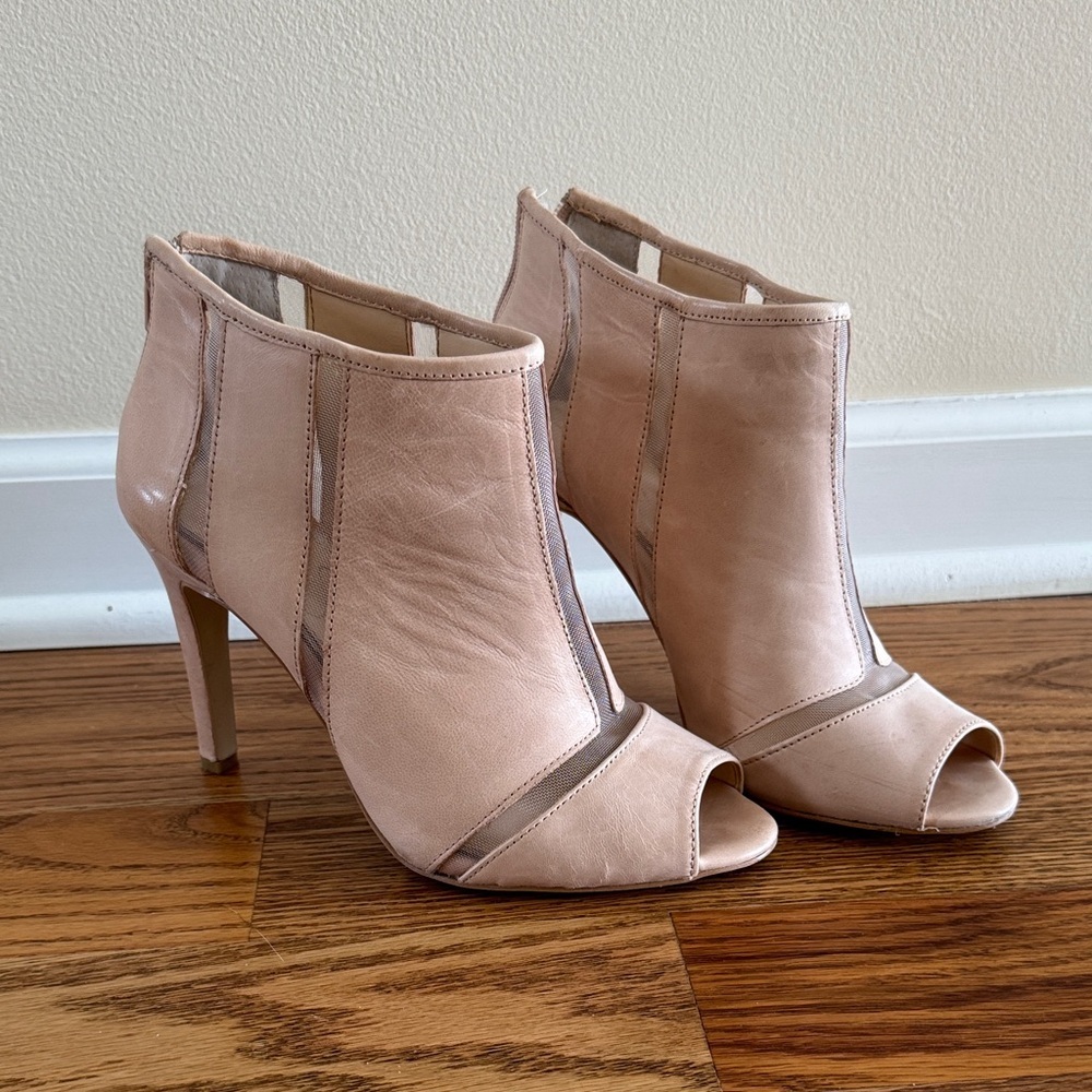Jessica Simpson Emily Tan Peep-Toe Ankle Booties